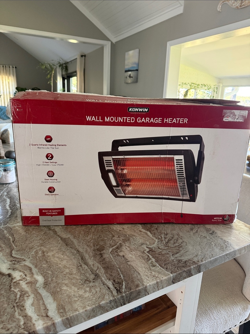 Red and Black Wall Mounted Garage Heater